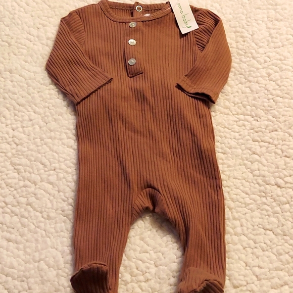 Oona Baby ribbed footie brown - Picture 1 of 5